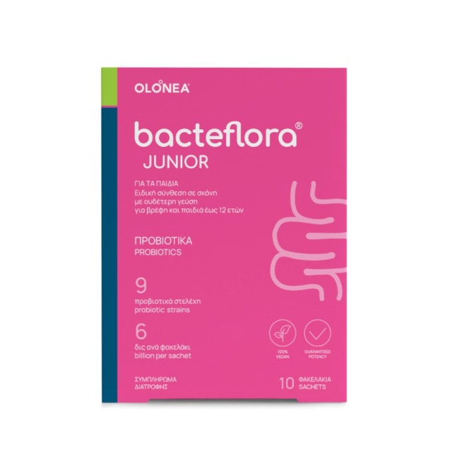 OLONEA Bacteflora Junior 10 φακελάκια (Προβιοτικά σε Σκόνη με Ειδική Σύνθεση για Παιδιά έως 12 Ετών)