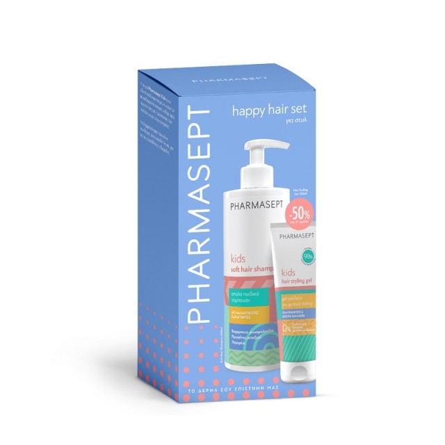 Pharmasept SET Kids Sof Hair Shampoo 400ml & Hair Styling Gel 100ml (Σετ Παιδικής Φροντίδας για τα Μαλλιά)