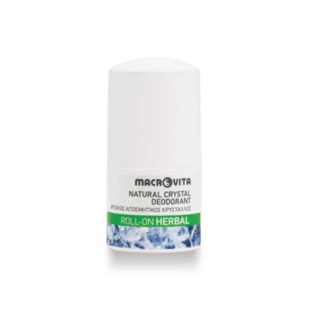 Macrovita Natural Crystal Deodorant Φυσικός Αποσμητικός Κρύσταλλος Roll On Herbal 50ml