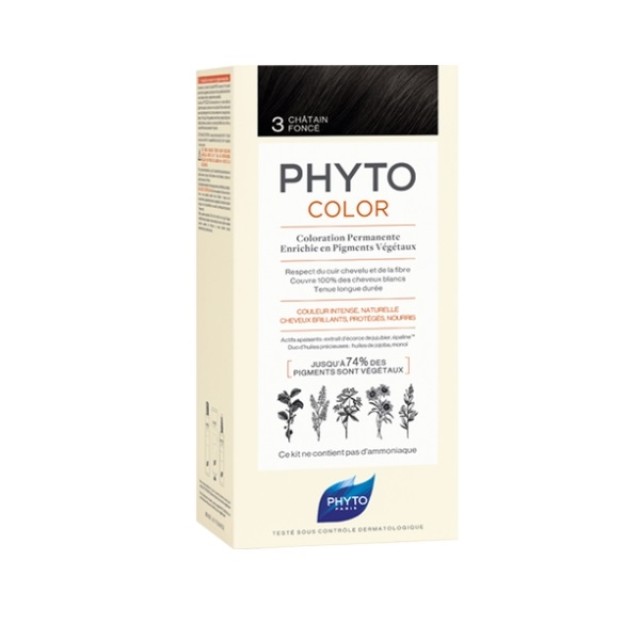 Phyto Phytocolor 3 Dark Brown (Βαφή Μαλλιών -Σκούρο Καστανό)