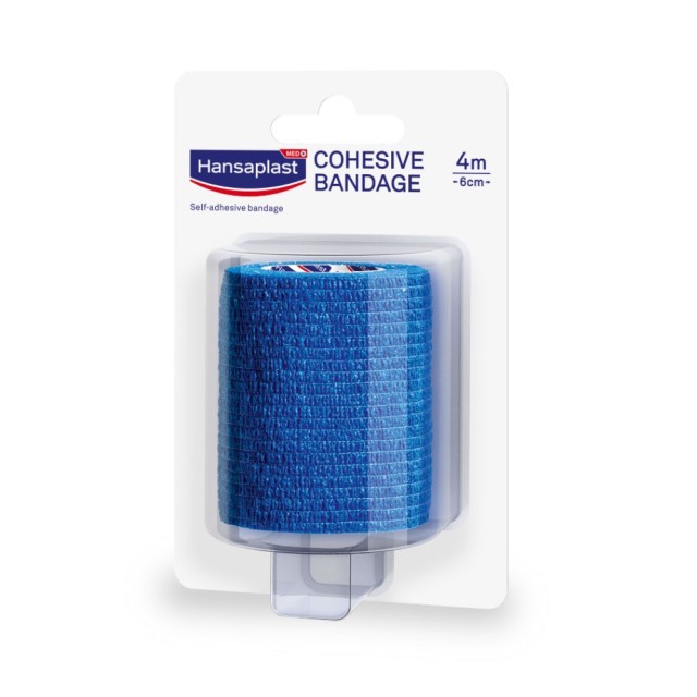 Hansaplast Blue Cohesive Bandage 4mx6cm (Μπλε Αυτοσυγγρατούμενος Επίδεσμος για Στερέωση Γαζών & Υποστήριξη Αρθρώσεων)