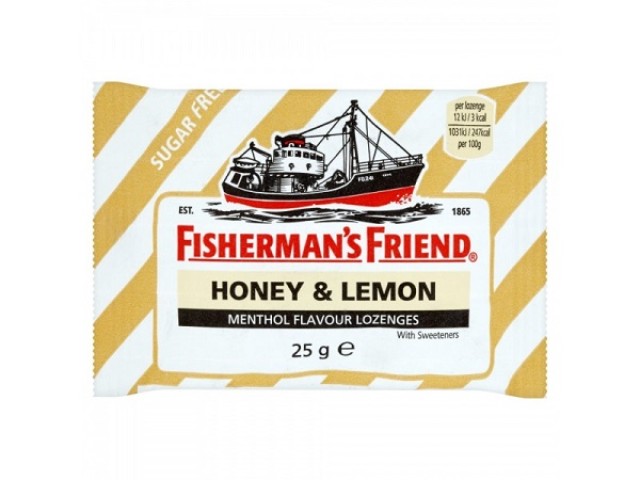 Fishermans Friend Honey & Lemon 25gr (Καραμέλες για τον Λαιμό Χωρίς Ζάχαρη με Γεύση Λεμόνι - Μέλι)