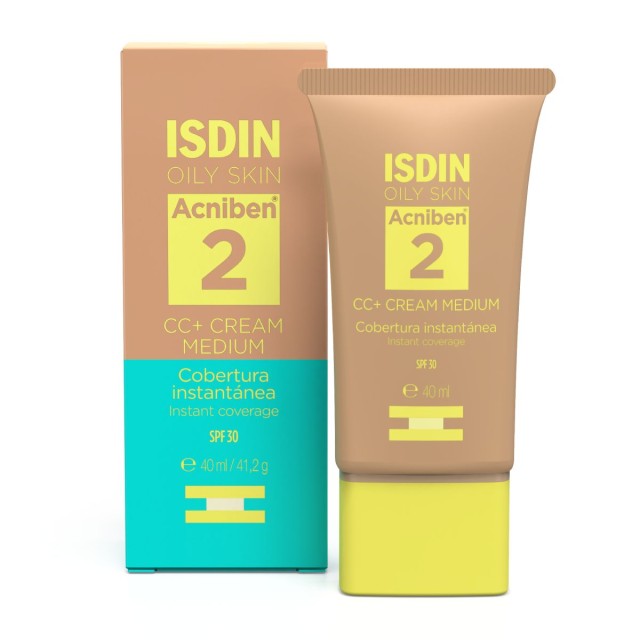 Isdin Acniben CC+ Medium Cream SPF30 40ml (Ενυδατική Κρέμα Προσώπου με Χρώμα για Λιπαρό & Ακνεϊκό Δέρμα - Μεσαία Απόχρωση)