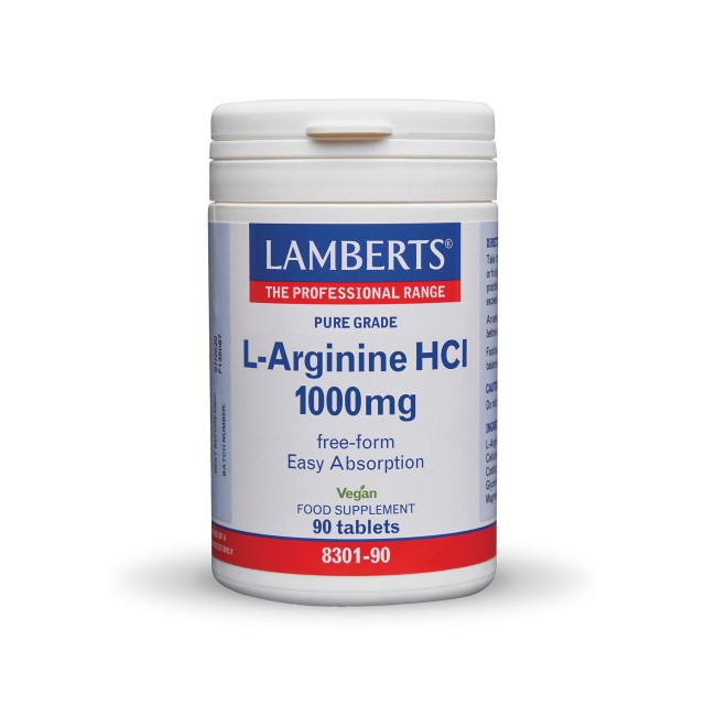Lamberts L Arginine Hcl 1000mg 90tabs (Αργινίνη Υψηλής Καθαρότητας & Ελεύθερης Μορφής)