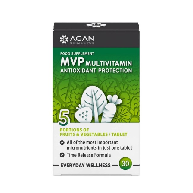 Agan MVP Multivitamin Antioxidant Protection 30tabs (Συμπλήρωμα Διατροφής με Βιταμίνες, Μέταλλα & Ιχ