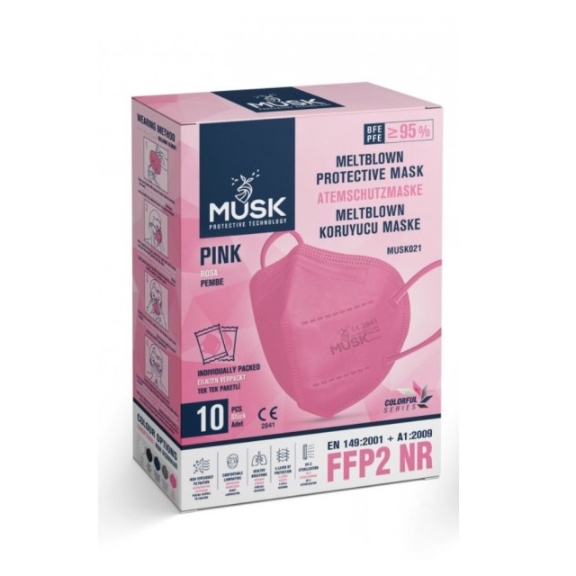 Musk FFP2 NR 5-Layer Filtering Protective Mask Pink 10pcs