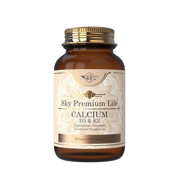 Sky Premium Life Calcium, D3 & K2 60caps (Συμπλήρωμα Διατροφής με Ασβέστιο, Βιταμίνη D3 & Κ2 για την Ενίσχυση των Οστών, των Μυών & των Δοντιών)