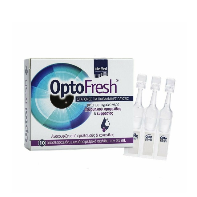 Optofresh Drops 10x0,5ml (Οφθαλμικές Σταγόνες για Ανακούφιση των Ξηρών Οφθαλμών με Αποσταγμένο Νερό Χαμομηλιού)