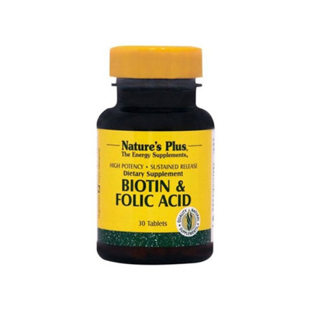 Natures Plus Biotin Folic Acid 30tabs (Δέρμα - Μαλλιά - Νύχια)