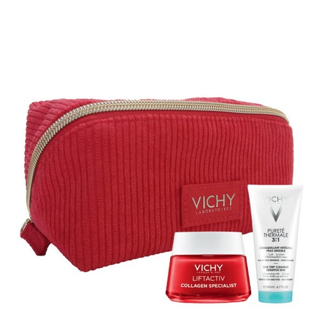 Vichy Xmas SET Liftactiv Collagen Specialist Day Cream 50ml & GIFT Purete Thermale One Step Cleanser 3in1 100ml
