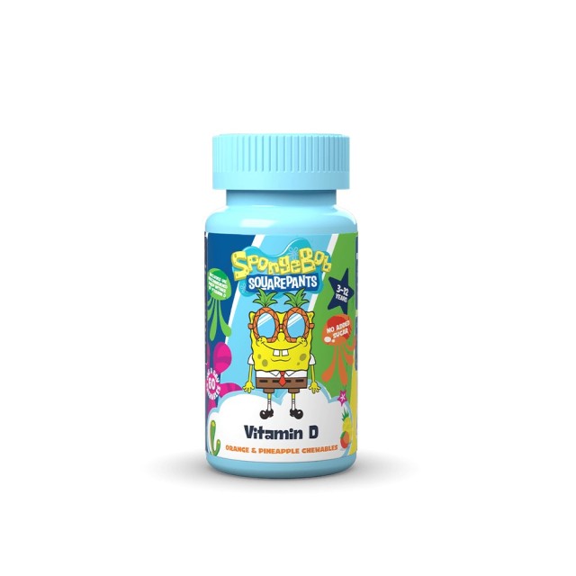 Nickelodeon SpongeBob Vitamin D 60 μασώμενα δισκία (Συμπλήρωμα Διατροφής με Βιταμίνη D3 για Παιδιά 3-12 Ετών)