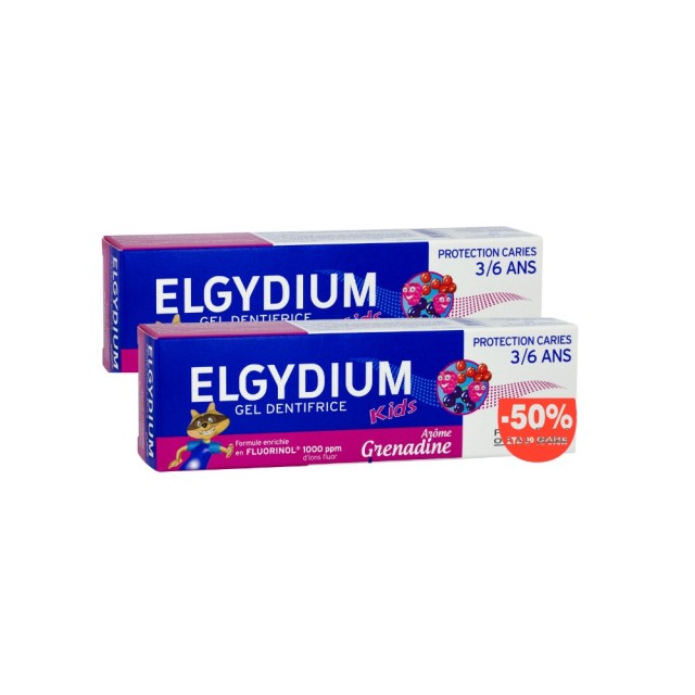 Elgydium Kids Red Berries Toothpaste 2x50ml (Παιδική Οδοντόκρεμα με Γεύση Κόκκινα Φρούτα 2-6 Ετών με