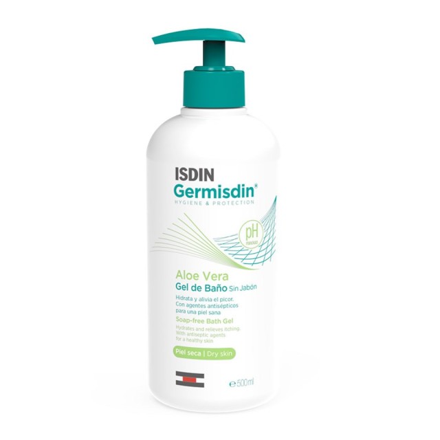 Isdin Germisdin Aloe Vera Syndet Bath Gel 500ml (Τζελ Καθαρισμού Σώματος με Αντισηπτικούς Παράγοντες