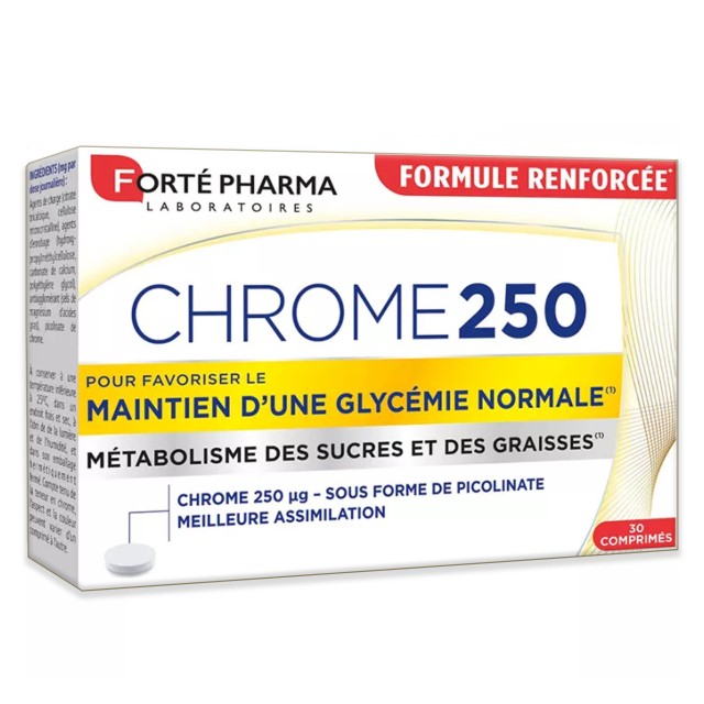 Forte Pharma Chrome 250mg 30tabs (Συμμπλήρωμα Διατροφής για Εξισορρόπηση Επιπέδων Γλυκόζης & Έλεγχο του Βάρους)