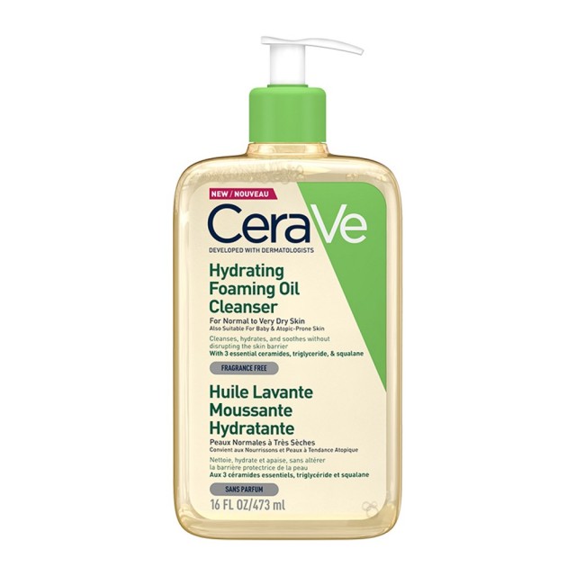 CeraVe Hydrating Foaming Oil Cleanser 473ml (Λάδι Καθαρισμού Προσώπου & Σώματος για Κανονική έως Πολ