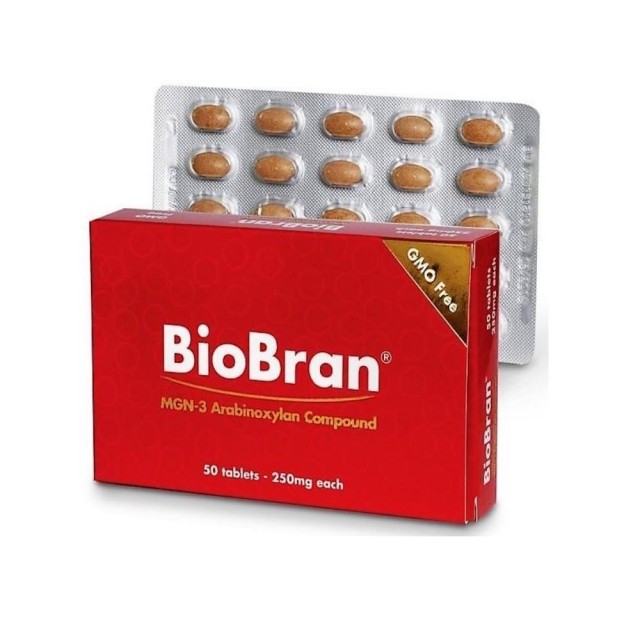 BioBran 250mg MGN-3 Arabinoxylan 50tabs (Συμπλήρωμα Διατροφής με Σύμπλεγμα Αραβινοξυλάνης Πίτουρου Ρυζιού για Ενίσχυση του Ανοσοποιητικού)