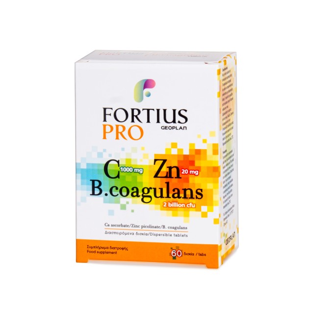 Geoplan Fortius Pro Vitamin C 1000mg, Zinc 20mg & Probiotics 60tabs (Συμπλήρωμα Διατροφής με Βιταμίνη C, Ψευδάργυρο & Προβιοτικά)
