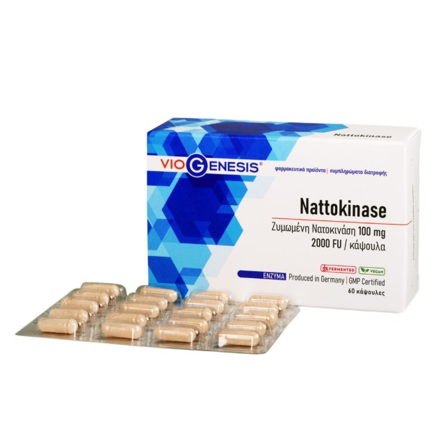 Viogenesis Nattokinase 100mg  2000FU 60caps (Συμπλήρωμα Διατροφής για το Καρδιαγγειακό και Νευρικό Σύστηµα)