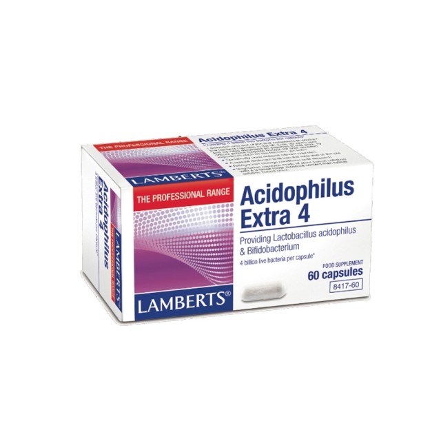 Lamberts Acidophilus Extra 4 60cap (Συμπλήρωμα Προβιοτικών που Περιέχει 4 Δισεκατομμύρια Φιλικά Βακτήρια)