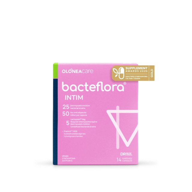 OLONEA Bacteflora Intim 14caps (Συμπλήρωμα Διατροφής με Προβιοτικά, Πρεβιοτικά & Μεταβιοτικά για το Κολπικό Μικροβίωμα)