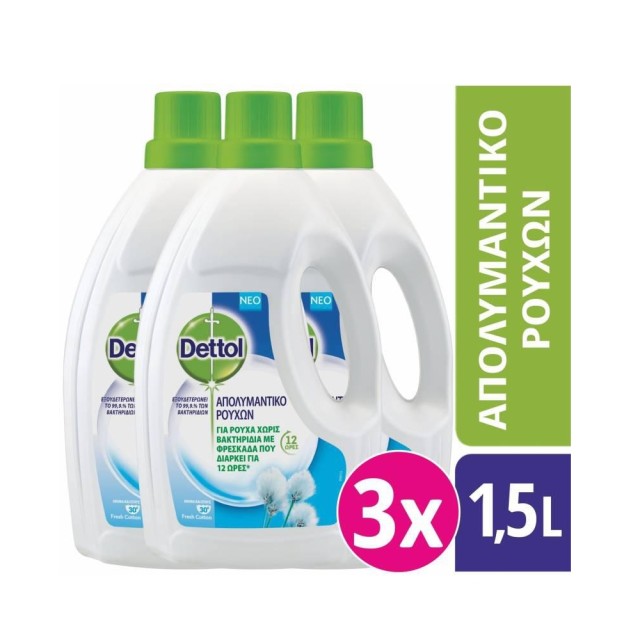 Dettol Antibacterial Laundry Cleanser Fresh Cotton 3x1,5lt 