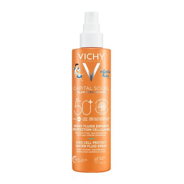 Vichy Capital Soleil Cell Protect Kids Water Fluid Spray SPF50+ 200ml (Παιδικό Αντηλιακό Σπρέι με Λε