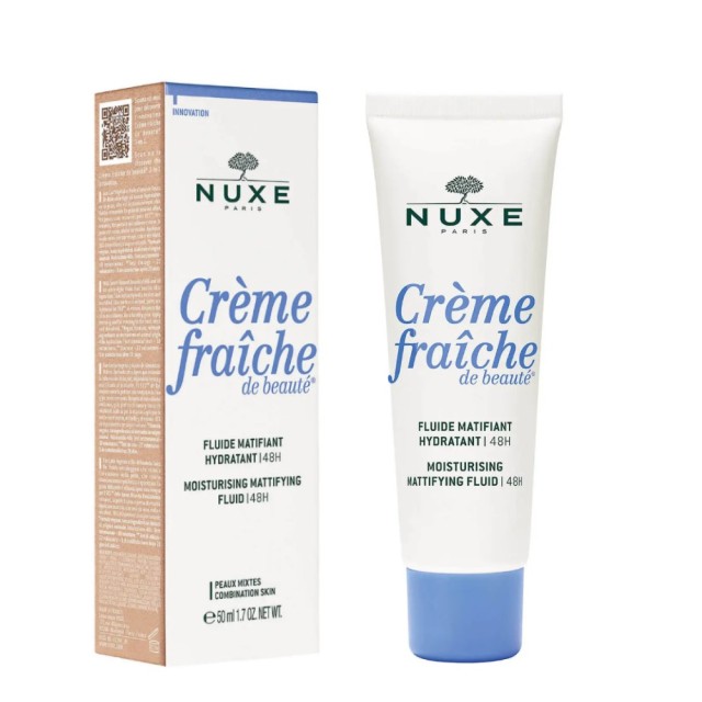 Nuxe Creme Fraiche de Beaute Moisturising Mattifying Fluid 50ml (48ωρη Ενυδατική Κρέμα Προσώπου Ελαφριάς Υφής με Ματ Αποτέλεσμα για Μικτή/Λιπαρή Επιδερμίδα)