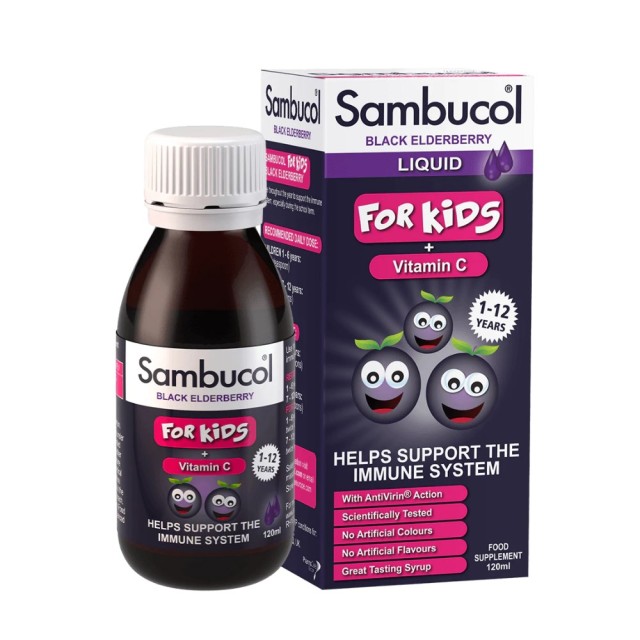 Sambucol Black Elderberry For Kids 120ml (Παιδικό Σιρόπι για Την Ενίσχυση του Ανοσοποιητικού Συστήματος)