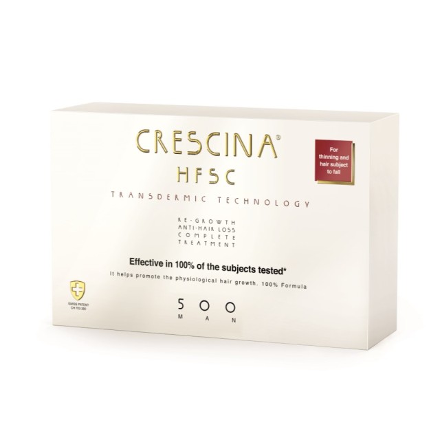 Crescina Transdermic HFSC Complete Man 500 20x3,5ml (Ολοκληρωμένη Αγωγή για Άνδρες με Αραίωση Μαλλιών σε Μεσαίο Στάδιο & Έντονη Τριχόπτωση)