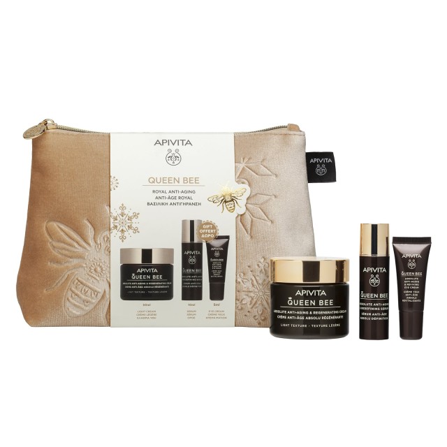 Apivita SET Queen Bee Routine Light Texture (ΣΕΤ Απόλυτης Αντιγήρανσης & Αναγέννησης - Ελαφριά Υφή)
