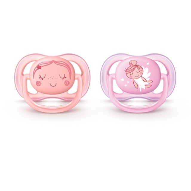 Avent Ultra Air SCF345/20 0-6m (Ελαφριά Πιπίλα Σιλικόνης για Κορίτσι 0-6m 2τεμ & Θήκη)