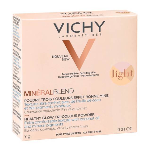 Vichy MineralBlend Healthy Glow Tri Colour Powder Light 9gr (Τρίχρωμη Πούδρα για Φυσική Λάμψη)