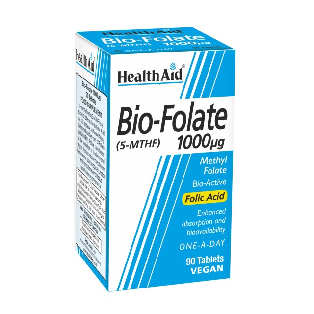 Health Aid Bio Folate 1000mg 90tabs (Συμπλήρωμα Διατροφής με Βιοενεργή Μορφή Φολικού)