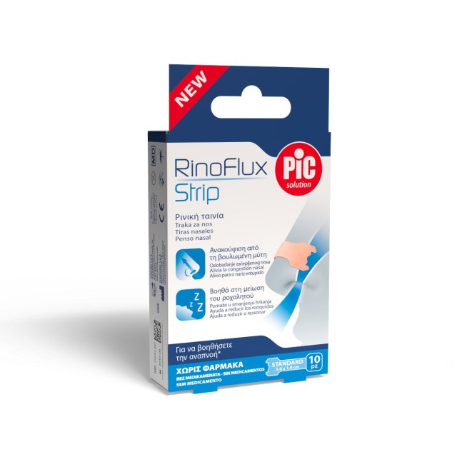 Pic Rinoflux Strip Standard 5,6x1,8cm 10τεμ (Ρινικές Ταινίες για Βελτίωση της Αναπνοής)