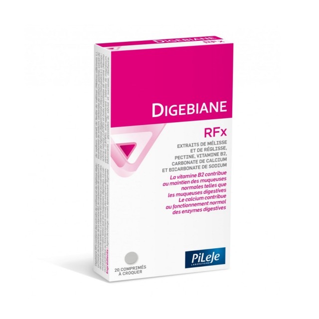 Pileje Digebiane RFx 20 μασώμενες ταμπλέτες (Συμπλήρωμα Διατροφής για Παλινδρόμηση & Δυσπεψία)