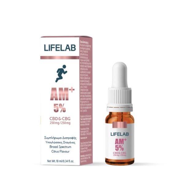Lifelab AM+ 5% CBD & CBG 10ml  (Συμπλήρωμα Διατροφής σε Μορφή Ελαίου για Ισορροπία & Ευεξία, Τόνωση &Ενεργητικότητα)