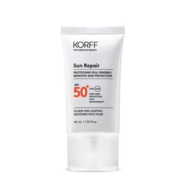 Korff Sun Secret Sun Repair Soothing Face Fluid SPF50+ 40ml (Αντηλιακή Κρέμα Προσώπου Πολύ Υψηλής Προστασίας για Ευαίσθητο Δέρμα)
