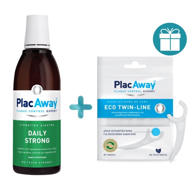 Plac Away Daily Care Mild Mouthwash 500ml & ΔΩΡΟ Eco Twin Line Flossers 30τεμ (Στοματικό Διάλυμα Καθημερινής Χρήσης & ΔΩΡΟ Οδοντικό Νήμα με Λαβή)