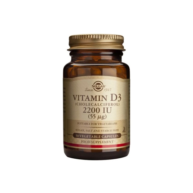 Solgar Vitamin D3 2200iu 50vtabs (Συμπλήρωμα Διατροφής με Βιταμίνη D3 για Υγιή Οστά, Δόντια & Ανοσοποιητικό)