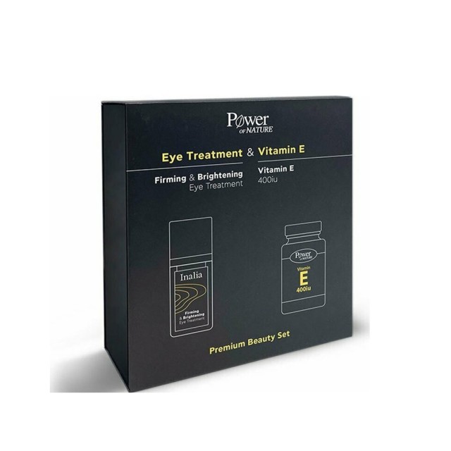 Power Health Premium Beauty SET Inalia Firming & Brightening Eye Treatment 15ml & Platinum Range Vitamin E 400iu 30caps (ΣΕΤ Κρέμα Ματιών Λάμψης και Αναζωογόνησης & Συμπλήρωμα Διατροφής με Βιταμίνη Ε)