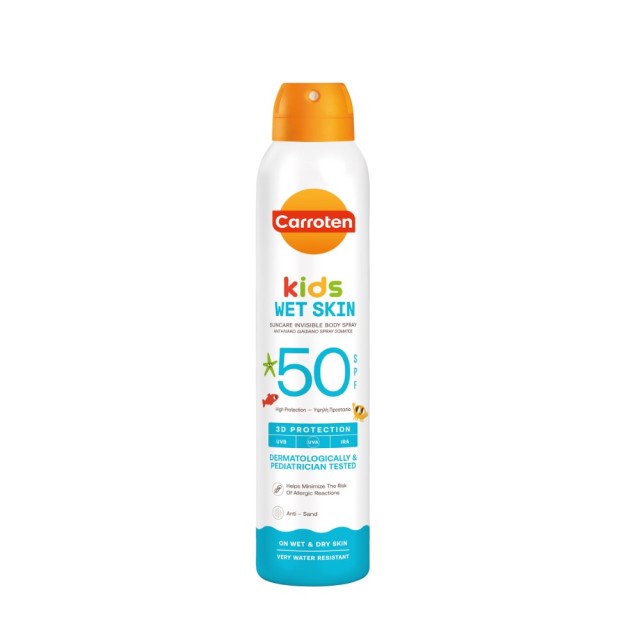 Carroten Kids Wet Skin Suncare Invisible Body Spray 3D Protection SPF50 200ml (Παιδικό Διάφανο Αντηλιακό σε Σπρέυ)