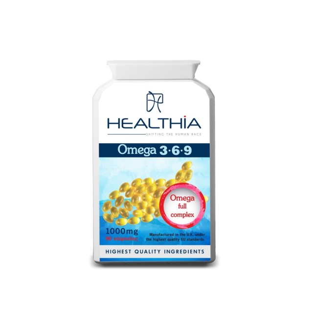 Healthia Omega 3 6 9 1000mg 90caps (Συμπλήρωμα Διατροφής με τα Απαραίτητα Λιπαρά Οξέα για τον Οργανισμό)