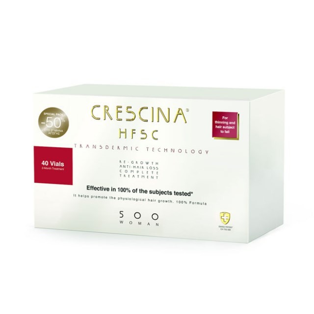 Crescina Transdermic HFSC Complete Woman 500 40x3,5ml (Ολοκληρωμένη Αγωγή για Γυναίκες με Αραίωση Μαλλιών σε Μεσαίο & Προχωρημένη Τριχόπτωση)
