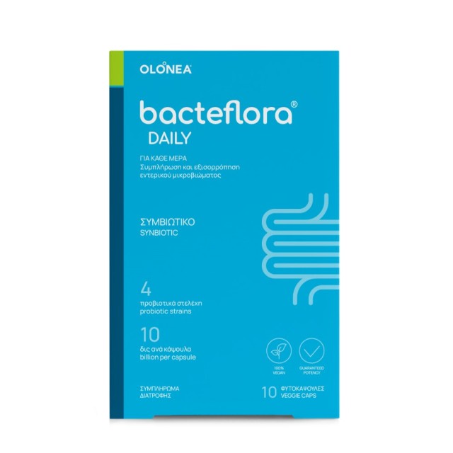 OLONEA Bacteflora Daily 4/10 10caps (Συμβιωτικό Συμπλήρωμα Διατροφής με Προβιοτικά & Πρεβιοτικά για τη Φυσιολογική Λειτουργία του Εντέρου)