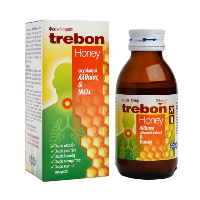 Unipharma Trebon Honey Syrup 100ml (Φυτικό Σιρόπι για τον Ξηρό Βήχα)