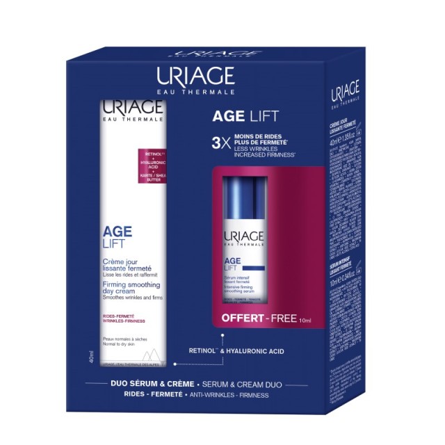 Uriage SET Age Lift Firming Smoothing Day Cream 40ml & ΔΩΡΟ Age Lift Intensive Firming Smoothing Serum 10ml (ΣΕΤ με Αντιγηραντική Κρέμα Ημέρας & ΔΩΡΟ Αντιγηραντικό Ορό Προσώπου)