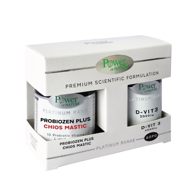 Power Health Platinum SET Probiozen Plus Chios Mastic 15caps & ΔΩΡΟ D-VIT3 2000iu 20tabs (ΣΕΤ Συμπληρωμάτων Διατροφής για την Ισορροπία της Εντερικής Χλωρίδας & Υγιή Οστά)