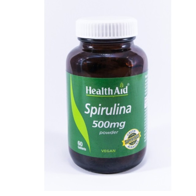 Health Aid Spirulina 500mg 60tabs (Συμπλήρωμα Διατροφής Σπιρουλίνα 60 ταμπ)