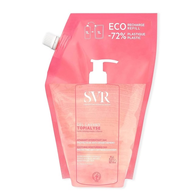 SVR Topialyse Gel Lavant Eco Refill 1lt (Τζελ Καθαρισμού Προσώπου & Σώματος για Ξηρό & Ευαίσθητο Δέρμα)