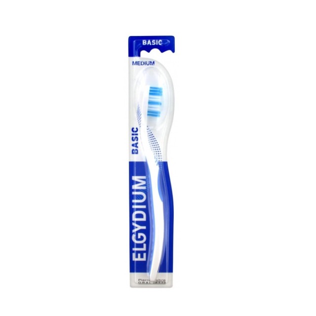 Elgydium Basic Medium Toothbrush Blue (Μέτρια Οδοντόβουρτσα Άσπρο/Μπλε)